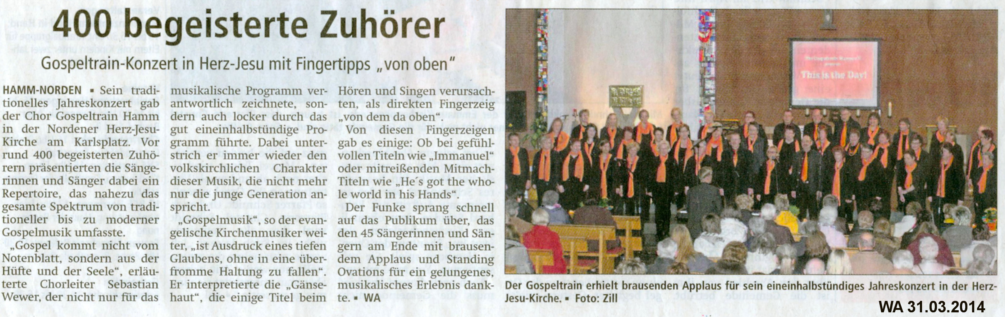 © Westfälischer Anzeiger , Hamm, 31.03.2014