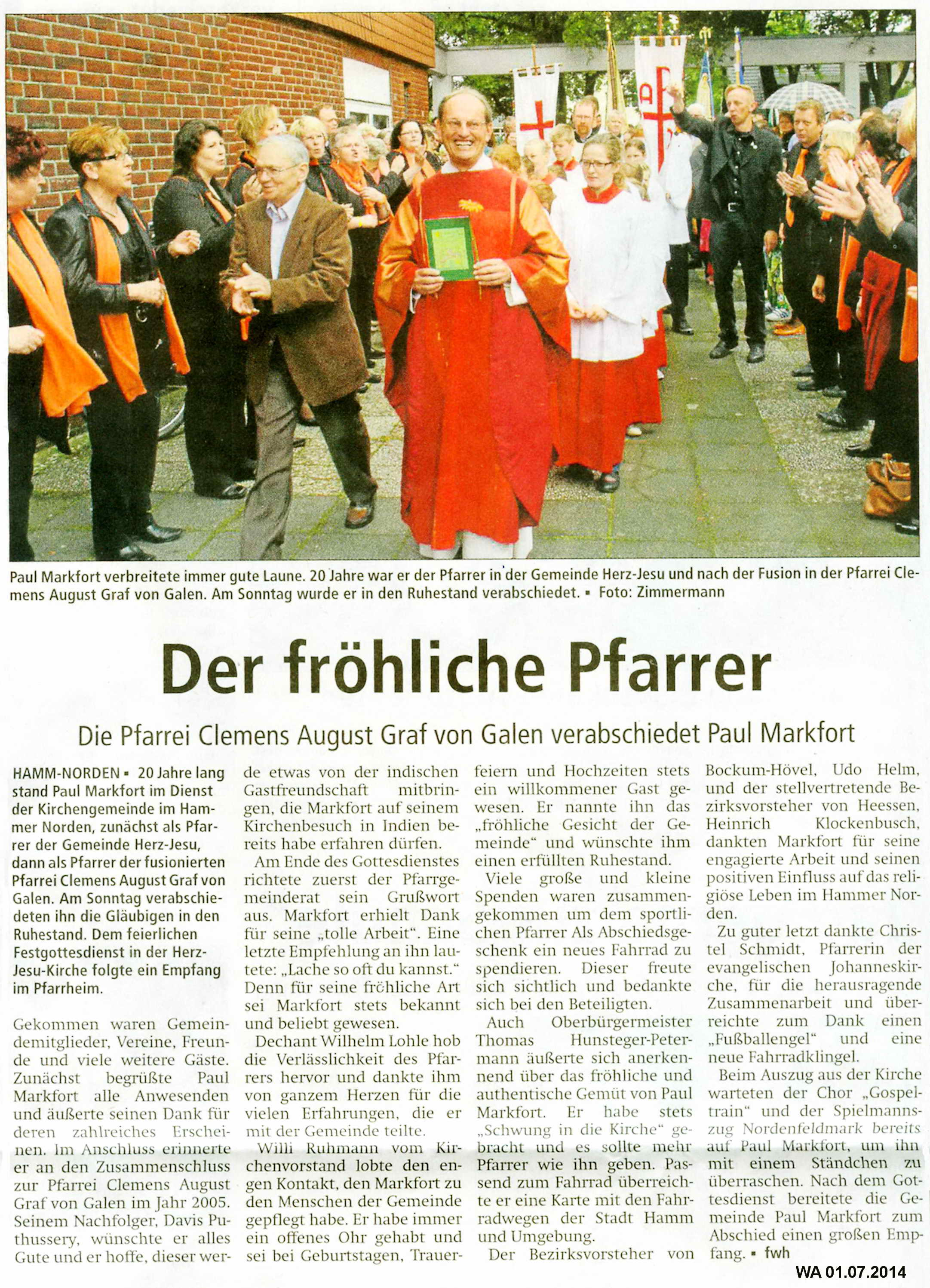 © Westfälischer Anzeiger, Hamm, 01.07.2014